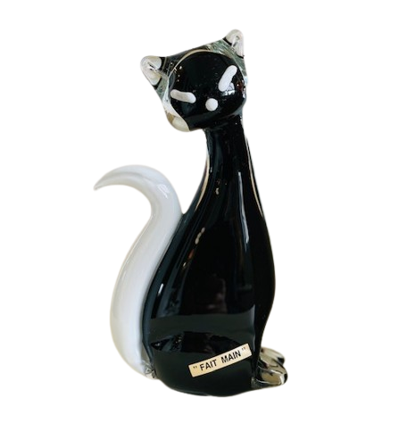 Chat noir en verre souffle GM
