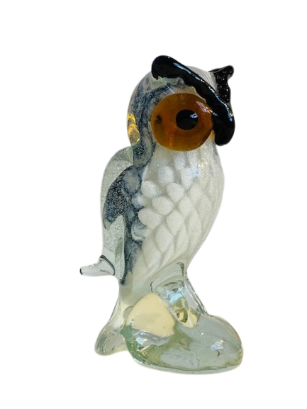Chouette grise en verre souffle
