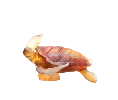 Cristal Daum : Tortue ambre Mer de Corail