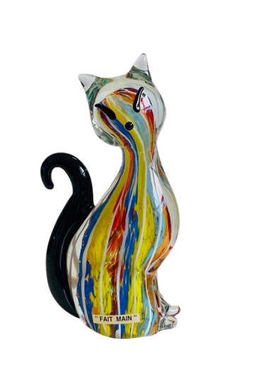 Chat en verre souffle