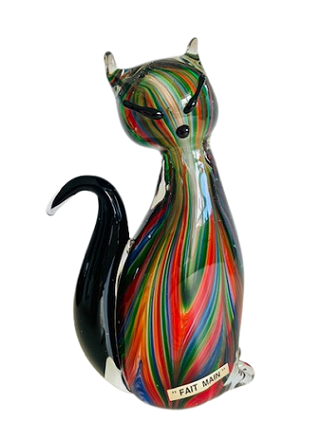 Chat en verre soufflé