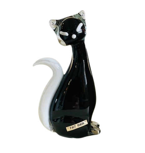 Chat noir GM en verre soufflé