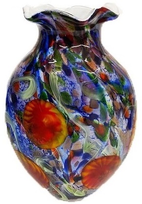 Vase en verre souffl haut. 40 cm