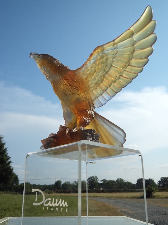 Cristal Daum : Aigle ambre gris