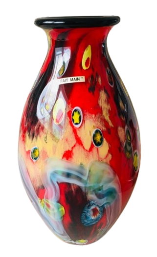 Vase en verre souffl haut. 36 cm